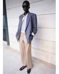 Mango - Lyocell Trousers With A Combined Waistband - Lyst