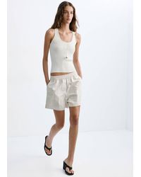 Mango - Ribbed Top With Lace Detail - Lyst