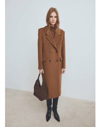 Mango - Double-Breasted Wool Coat - Lyst