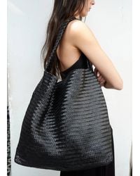 Mango - Geflochtene Ledertasche - Lyst
