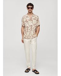 Mango - Printed Flowing Shirt With Bowling Collar - Lyst