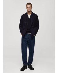 Mango - Twill Slim-Fit Double-Breasted Jacket Dark - Lyst