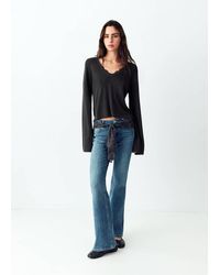 MANGO TEEN - V-Neck Jumper With Lace Trim - Lyst