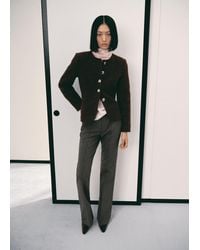 Mango - Veste Tissu Bouclette Boutons Bijoux Marron - Lyst