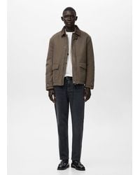 Mango - Quilted Jacket With Corduroy Collar - Lyst