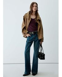 Mango - Haut À Rayures En Lurex Bleu Marine Foncé - Lyst