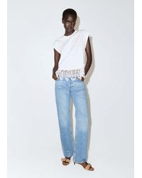 Mango - Cotton T-Shirt With Broderie Anglaise Embroidery - Lyst