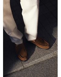 Mango - Wildleder-Loafer Mit Raffdetails - Lyst