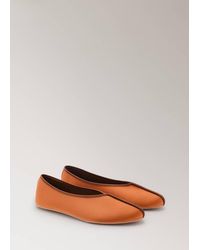 Mango - Satin Ballet Flats With Contrast Piping - Lyst