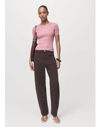 Mango - Short-Sleeved Lurex Sweater - Lyst