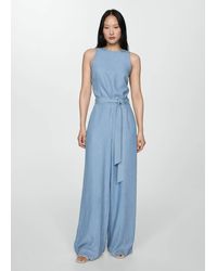 Mango - Lyocell Jumpsuit With Bow Light - Lyst