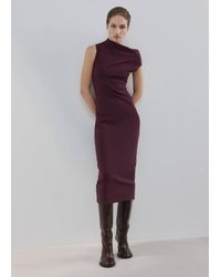 Mango - Asymmetrical-Neck Midi-Dress - Lyst