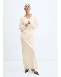 Mango - Oversized V-Neck Sweater Ecru - Lyst