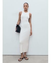 Mango - Robe Maille Emmanchures Américaines Blanc - Lyst