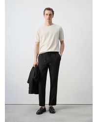Mango - Maglietta Maglia Misto Cotone Modal Sabbia - Lyst