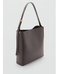Mango - Sac Cabas Détail Métallique Gris - Lyst