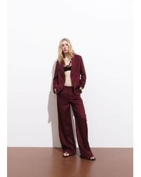 Mango - Pantalon De Costume En Lin Finis Effilochés Lie De Vin - Lyst