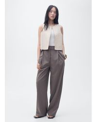 Mango - Embroidered Linen Vest Ecru - Lyst