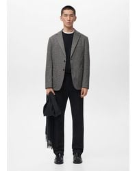 Mango - Giacca Slim Fit Microstruttura Grigio Medio Vigoré - Lyst