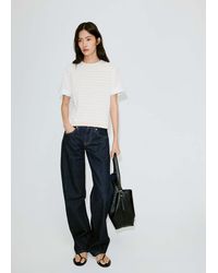 Mango - Striped Mixed-Material Jumper - Lyst