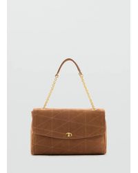 Mango - Leather Shoulder Bag With Chain - Lyst