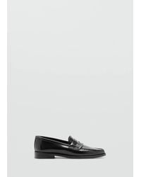 Mango - Gathered Leather Loafers - Lyst