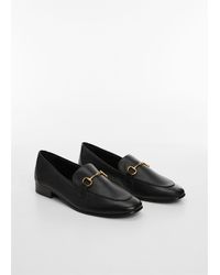Mango - Leather Moccasins With Metallic Detail - Lyst