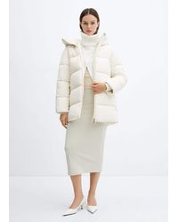 Mango - Hood Quilted Coat Off - Lyst