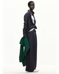 Mango - Pantalon Wide Leg À Rayures Tennis En Contraste Bleu Marine - Lyst