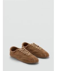 Mango - Contrasting Panel Leather Sneakers - Lyst