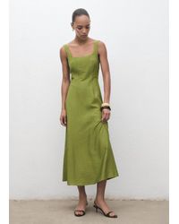 Mango - Midi-Dress With Stitching - Lyst