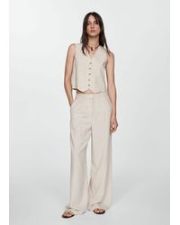 Mango - Striped Linen Suit Trousers - Lyst