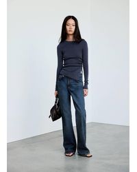 Mango - Ruched Fine-Knit Sweater - Lyst