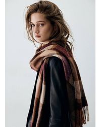Mango - Fringed Check Scarf - Lyst