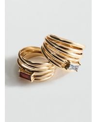 Mango - Set 2 Anelli Combinati Oro - Lyst