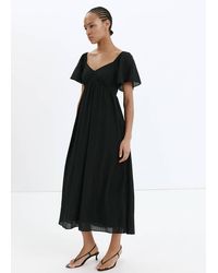 Mango - Textured Dress With Gathered Detail - Lyst