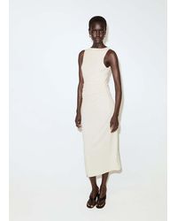 Mango - Fitted Dress With A Draped Waist - Lyst