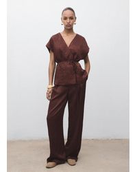 Mango - Straight-Leg Crinkled-Effect Trousers - Lyst