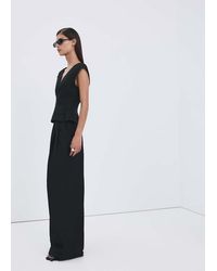 Mango - Straight-Fit Linen Trousers With Pleats - Lyst
