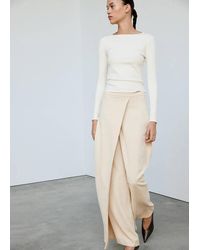 Mango - Pull Cintré À Col Bateau Écru - Lyst