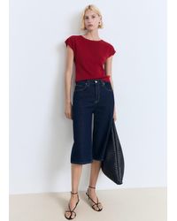 Mango - Short-Sleeved Fine-Knit Sweater - Lyst