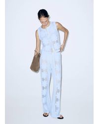 Mango - Broderie Anglaise Straight-Leg Trousers - Lyst