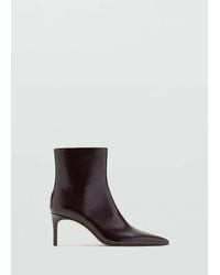 Mango - Patent-Effect Ankle Boot With Pointed Toe Burgundy - Lyst