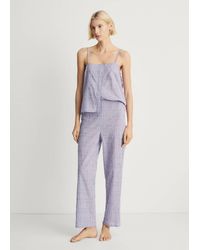 Mango - Hose Baumwolle Gestreift Gewebt Seersucker - Lyst