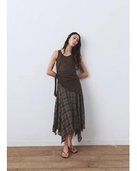 Mango - Checked Asymmetric Skirt - Lyst