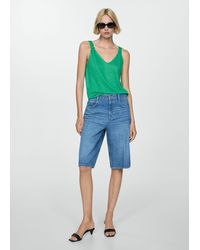 Mango - Linen Top With Knotted Straps - Lyst