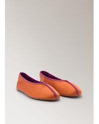 Mango - Ballerine Raso Piping Contrasto Arancione Tostato - Lyst