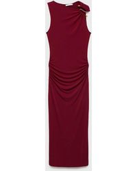 mango chiffon maxi dress with draped rosette detailing in plum Mango chiffon maxi dress with draped rosette detailing in plum