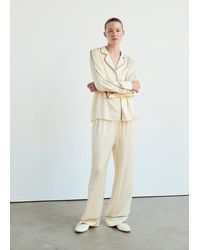 Mango - Satin Viscose Shirt With Contrast Pipping - Lyst