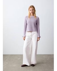 MANGO TEEN - Openwork Knitted Sweater With Ruffles - Lyst